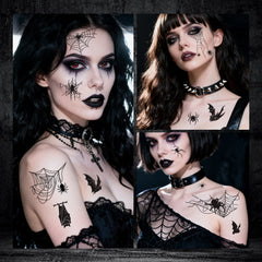Halloween Tattoo Stickers (Bat & Spider-Web)