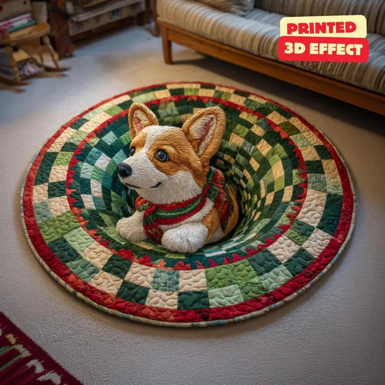 Christmas‑themed wreath‑shaped pet rug