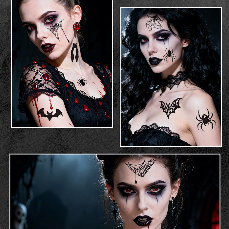 Halloween Tattoo Stickers (Bat & Spider-Web)