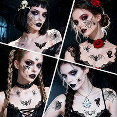 Halloween Tattoo Stickers (Bat & Spider-Web)